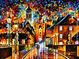 Leonid Afremov NIGHT IN THE OLD CITY painting